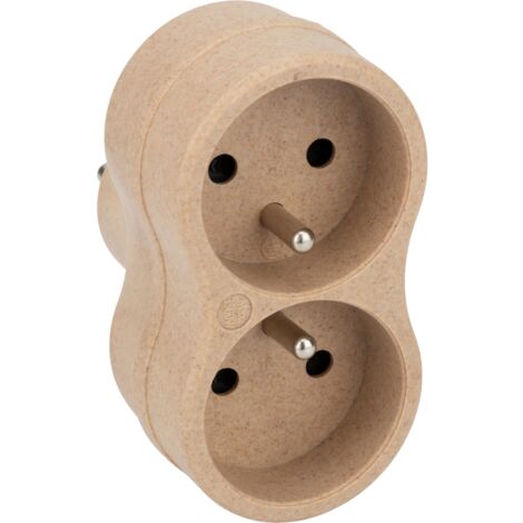 Biplite recyclée bioplastique - 2x16A - Beige - Zenitech