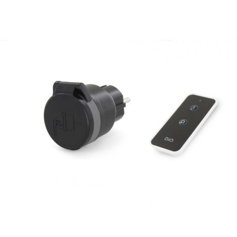 Dio Connected Home – Prise nano extérieure IP44 3500W avec télécommande – Contrôle à distance jusqu'à 50m – Utilisation intérieure/extérieure – Noir et gris