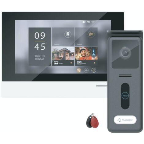 Chacon – Visiophone filaire écran tactile 7'' – Badge RFID – Vision nocturne intégrée – Enregistrement sur carte micro SD