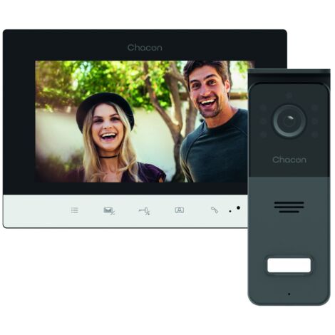 Visiophone filaire écran LCD 7'' - IP55 - Blanc et Noir - Chacon