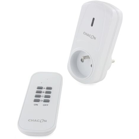 Kit télécommande sans fil 4 canaux + prise - portée 25m - Blanc - Chacon