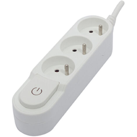 Bloc multiprise 3x16A - 3500W - câble H05VV-F 3x1,5mm² - 3m - Blanc - Chacon