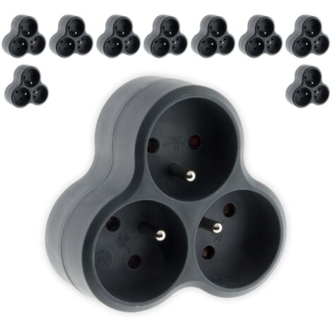 Lot de 10 multiprises triplites triangulaires 16A - noir - Zenitech