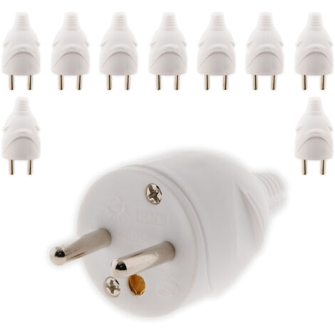 Lot de 10 fiches mâles 16A 2P+T - blanc - Zenitech