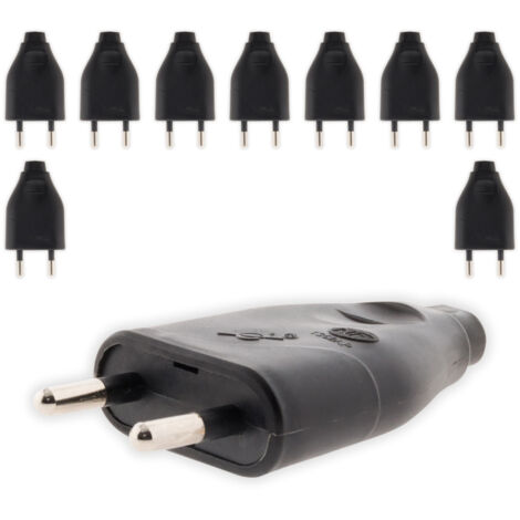 Zenitech – Lot de 10 fiches mâles 2P 6A – Sortie droite – Puissance 3680W sous 230V – Compatible H03VVH2-F 2x0,75mm² et HO5VV-F 2x1mm²