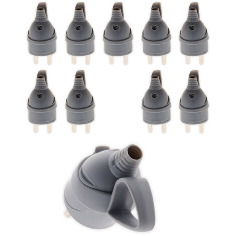 Zenitech – Lot de 10 fiches mâles anneau 16A 2P+T – Couleur gris – Puissance 3680W sous 230V – Compatibilité HO5VV-F 3G1/3G1,5mm²
