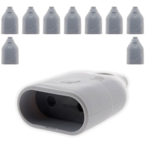 Lot de 10 fiches femelles 2P 6A - gris - Zenitech