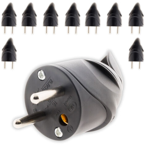 Lot de 10 fiches mâles coudées 2P+T 16A - noir - Zenitech (1/5)