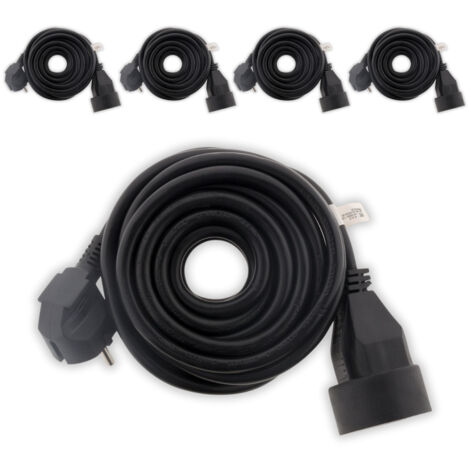 Zenitech – Lot de 5 prolongateurs 16A HO5VV-F 3G1,5mm² – Longueur 3m – Puissance 3680W – Sécurité enfant intégrée – Câble noir