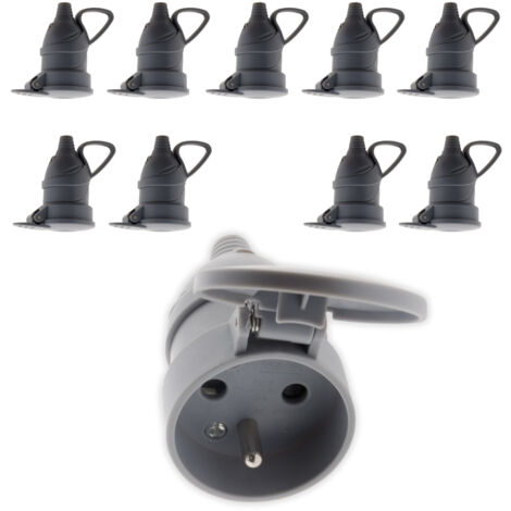 Lot de 10 fiches femelles à clapet 16A 2P+T - gris - Zenitech