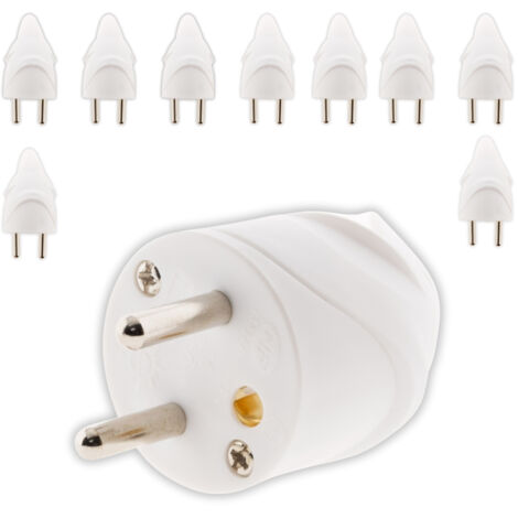 Lot de 10 fiches mâles coudées 16A 2P+T - blanc - Zenitech