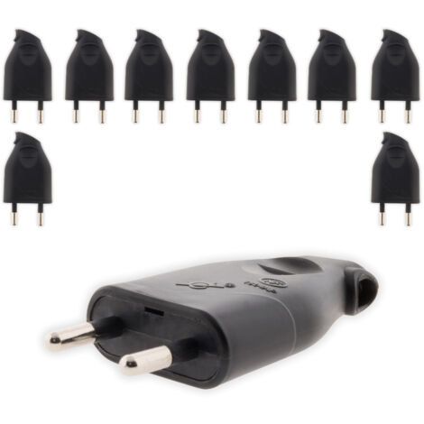 Lot de 10 fiches mâles 2P 6A latérales - noir - Zenitech (1/5)