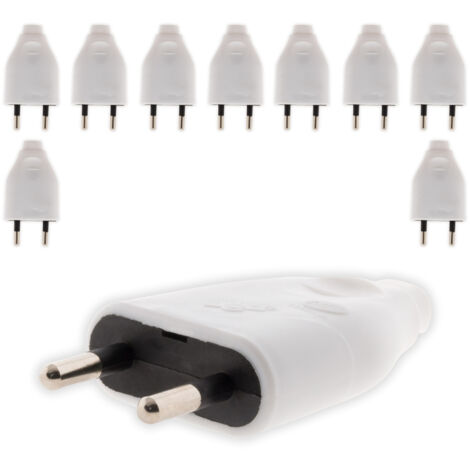 Lot de 10 fiches mâles 2P 6A - blanc - Zenitech