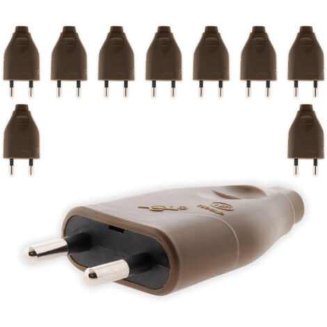 Lot de 10 fiches mâles 2P 6A - marron - Zenitech