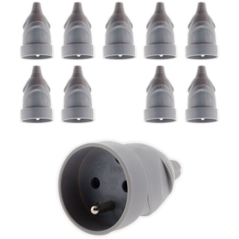 Lot de 10 fiches femelles 16A 2P+T - gris - Zenitech