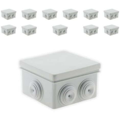 Zenitech – Lot de 36 boîtes étanches carrées 80x80x40mm IP55 – Entrées de câbles sans découpe – Couvercle avec filin de maintien