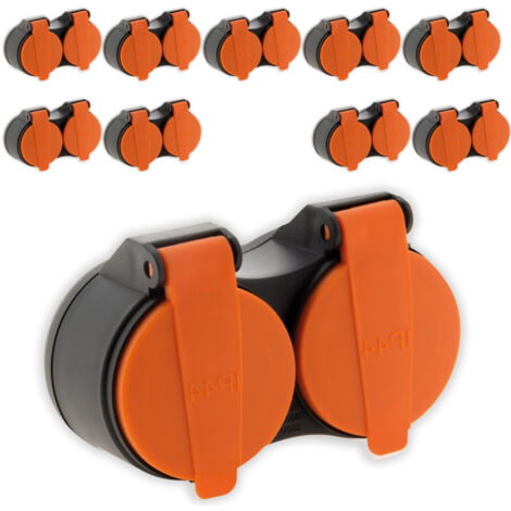 Zenitech – Lot de 10 bliplites extérieurs étanches IP44 2P+T avec accroche – Résistants aux intempéries – Pour branchement simultané d'appareils