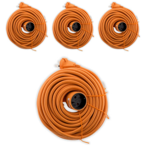 Zenitech – Lot de 4 prolongateurs 16A H05VV-F 2x1,5mm² 40m – Cordon orange pour chantiers extérieurs – Puissance 3680W – Tension 230V - HO5VV-F