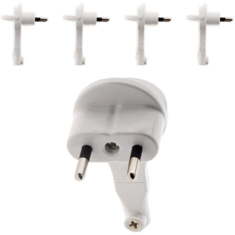 Lot de 5 fiches mâles 2P 6A extraplates - blanc - Zenitech
