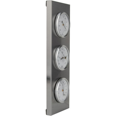 Otio – Station météo à cadran thermomètre-hygromètre-baromètre – Acier inoxydable – Cadrans 7 cm – Plage -20°C à +50°C