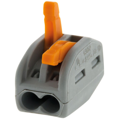 Wago – Boîte de 50 bornes à levier 2 entrées série 222 – Section câble 0,08 à 4 mm² – Tension 400V – Courant 32A