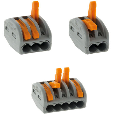 Wago – Lot de 50 bornes à levier série 222 – 2/3/5 entrées – Section câble 0,08 à 4 mm² – Tension 400V – Courant 32A