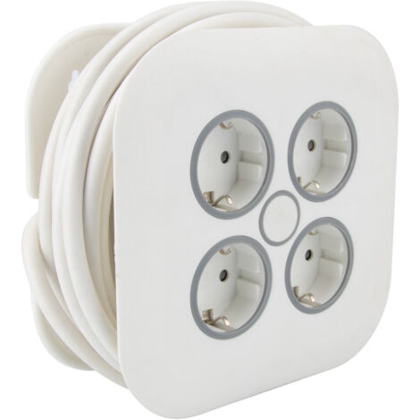 Enrouleur domestique 4 prises Schuko 7m - Blanc - Zenitech (1/5)