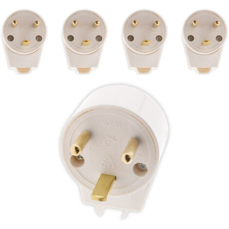 Lot de 5 fiches mâles 20A coudées 2 P+T - blanc - Zenitech