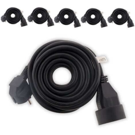 Zenitech – Lot de 6 prolongateurs 16A 3m – Câble HO5VV-F 3G1,5mm² – Puissance 3680W sous 230V – Couleur noire élégante