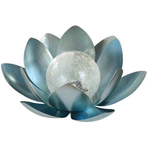 Décoration solaire lotus Ø10cm – Panneau polycristallin 2V/50mAh – Éclairage 6h – Design en verre craquelé pour ambiance extérieure – Orium (1/3)