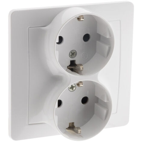 Double prise encastrée Schuko - Blanc - Orys - Zenitech (1/5)