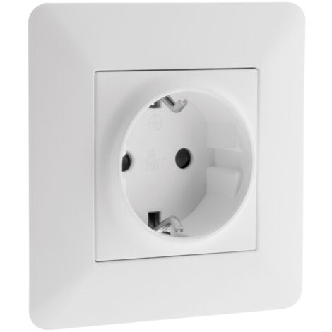 Prise encastrable Schuko 16A – Installation électrique discrète – 2P+T – Couleur blanche – Pour appareils courants – Artezo (1/5)