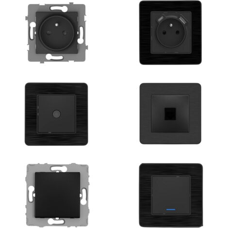Set de 2 prises 16A + 2 interrupteurs va et vient + prise RJ45 + prise TV - idéal T2 - Zenitech