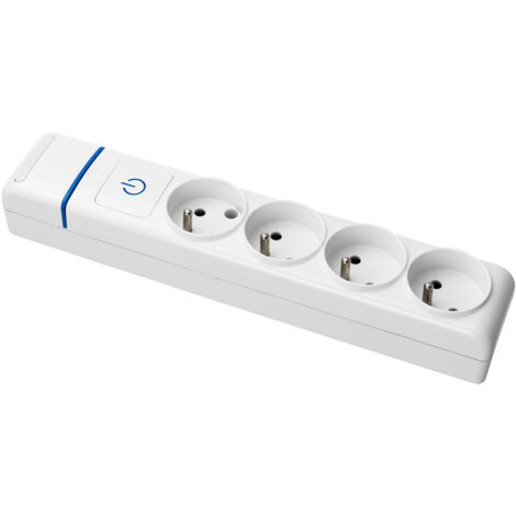 Multiprise Blanche interrupteur lumineux 4 prises 2P+T 16A - Solera