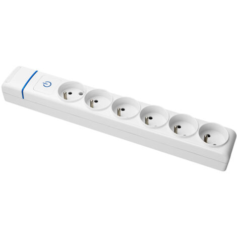 Multiprise Blanche interrupteur lumineux 6 prises 2P+T 16A - Solera