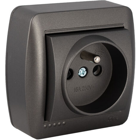 EDM – Prise française 2P+T 16A 250V – Installation en surface – Indice de protection IP20 – Pour environnements résidentiels et commerciaux - FIXE 2 P