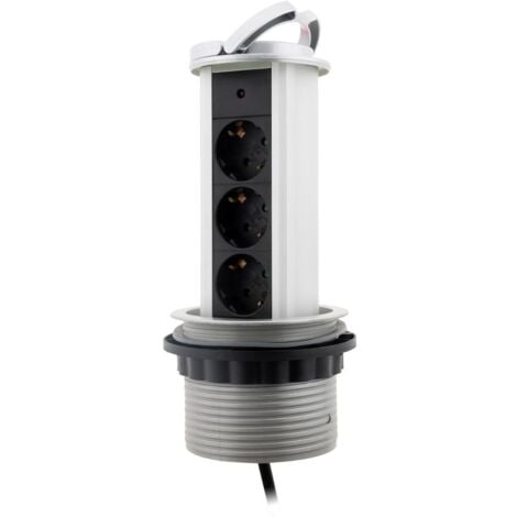 Multiprise encastrable cuisine 3 prises Schuko 16A - Gris - Zenitech