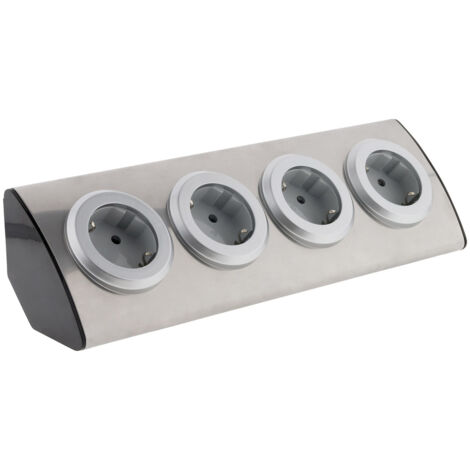 Otio – Multiprise de cuisine en angle 4 prises Schuko 16A – Puissance 3680W – Forme triangulaire pour encombrement minimal – Installation horizontale/verticale