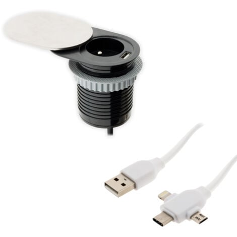 Bloc prise encastrable Otio avec chargeur USB et câble universel OFFERT - Zenitech