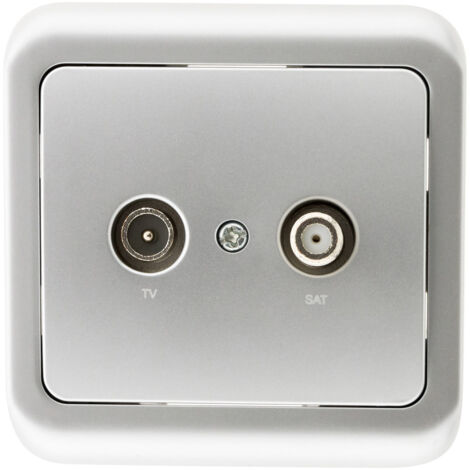 Prise TV radio encastrée IP20 - chrome - Zenitech