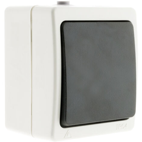 Bouton poussoir Aquae étanche en saillie IP54 - blanc et noir - Zenitech