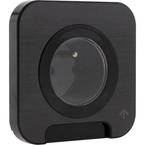 Prise étanche IP44 16A – Clapet coulissant – Métal brossé noir – Pour installations extérieures – Norme NF – Protec (1/5)