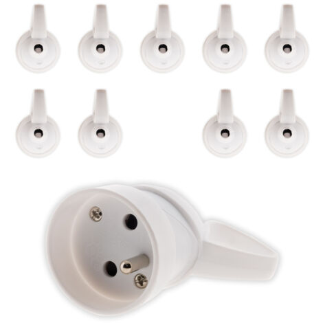 Lot de 10 fiches femelles anneau 1 prise 16A 2P+T - blanc - Zenitech