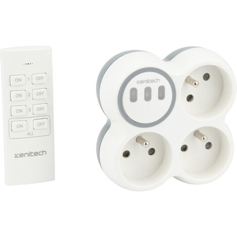 Zenitech – Multiprise télécommandée 2300W – 3 prises – Tension 220V – Distance transmission 50m – Idéale pour équipements à forte consommation