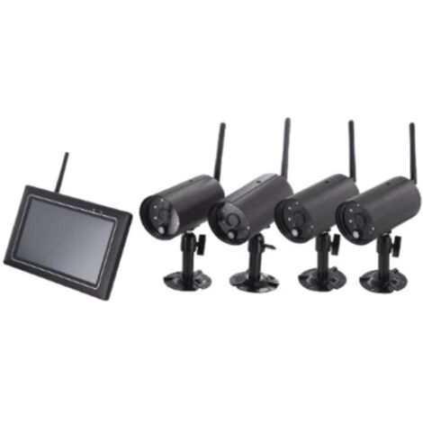 Chacon – Kit de vidéosurveillance 4 caméras sans fil 1080p – Écran tactile 7'' – Vision nocturne 10m – Transmission 400m – IP66