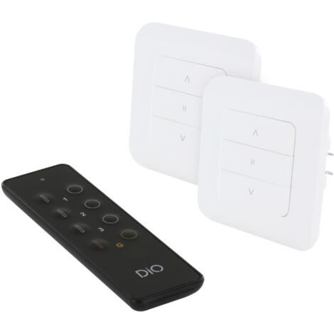 Dio Connected Home – Set de 2 interrupteurs volets roulants avec télécommande – 600W – Contrôle montée/descente – Fréquence 433.92 MHz – Programmation horaire