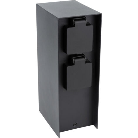Borne de jardin à fixer 4x16A IP44 - Aluminium Noir - Zenitech