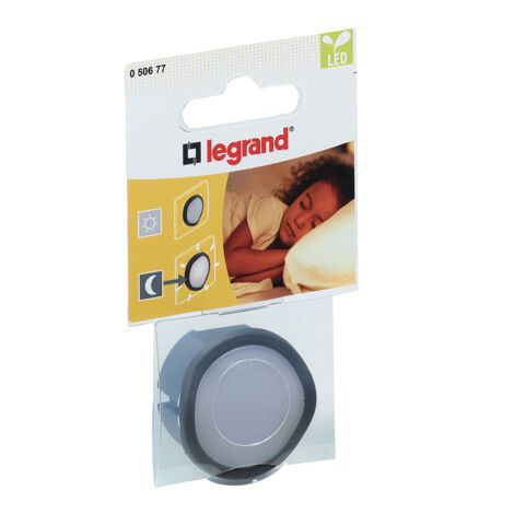 Legrand – Veilleuse crépusculaire automatique LED noire compacte – Intensité lumineuse réglable – Modes manuel et automatique – Compatible prises standards 2P