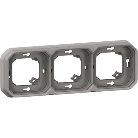 Support plaque étanche 3 postes Plexo encastré Gris - Legrand