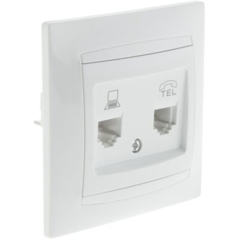 Prise RJ11 + RJ45 encastrées Zyna - Blanc - Zenitech (1/5)